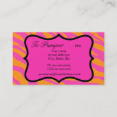 Orange & Fuchsia Pink Zebra & Cheetah Skin Custom Visitenkarte (Rückseite)