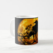 Orange Full Moon Black Raven Halloween Specter Kaffeetasse (Vorderseite Links)