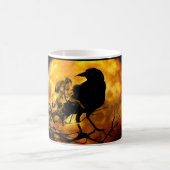 Orange Full Moon Black Raven Halloween Specter Kaffeetasse (Mittel)