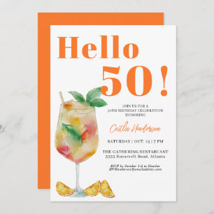 Orange Fun Drink 50. Geburtstag Einladung