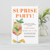 Orange Fun Drink Überraschung 50. Geburtstag Einladung (Stehend Vorderseite)