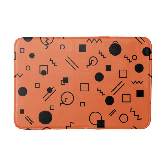 Orange, fun, trendy, geometric Memphis graphic Badematte (Vorderseite)