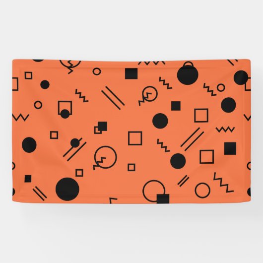 Orange, fun, trendy, geometric Memphis graphic Banner (Horizontal)