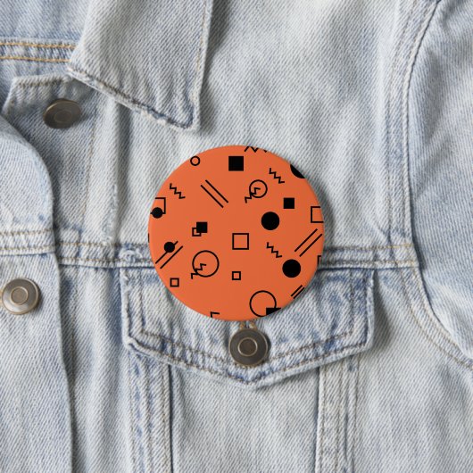 Orange, fun, trendy, geometric Memphis graphic Button (Beispiel)