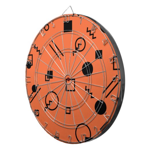 Orange, fun, trendy, geometric Memphis graphic Dartscheibe (Vorderseite rechts)
