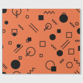 Orange, fun, trendy, geometric Memphis graphic Geschenkpapier (Flach)