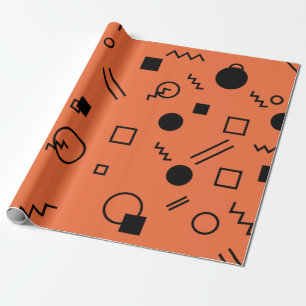 Orange, fun, trendy, geometric Memphis graphic Geschenkpapier