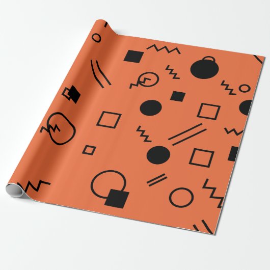 Orange, fun, trendy, geometric Memphis graphic Geschenkpapier (Ungerollt)
