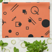 Orange, fun, trendy, geometric Memphis graphic Geschirrtuch (Gefaltet)