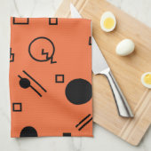 Orange, fun, trendy, geometric Memphis graphic Geschirrtuch (Viertel Falte)