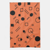 Orange, fun, trendy, geometric Memphis graphic Geschirrtuch (Vertikal)