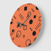 Orange, fun, trendy, geometric Memphis graphic Große Wanduhr (Winkel)