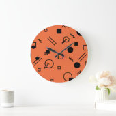 Orange, fun, trendy, geometric Memphis graphic Große Wanduhr (Zuhause)