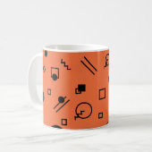 Orange, fun, trendy, geometric Memphis graphic Kaffeetasse (Vorderseite Links)
