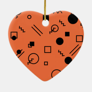 Orange, fun, trendy, geometric Memphis graphic Keramik Ornament