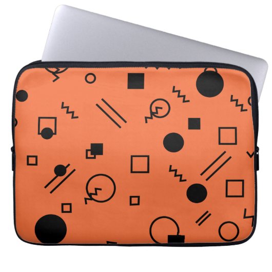 Orange, fun, trendy, geometric Memphis graphic Laptopschutzhülle (Vorderseite)