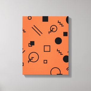 Orange, fun, trendy, geometric Memphis graphic Leinwanddruck