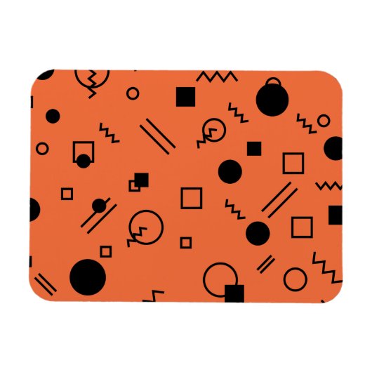 Orange, fun, trendy, geometric Memphis graphic Magnet (Horizontal)