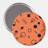 Orange, fun, trendy, geometric Memphis graphic Magnet (Vorderseite/Rückseite)