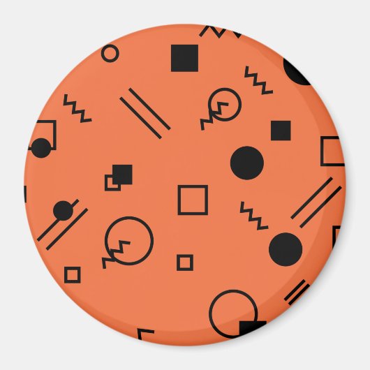 Orange, fun, trendy, geometric Memphis graphic Magnet (Vorne)