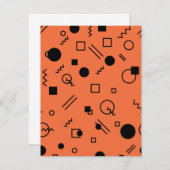 Orange, fun, trendy, geometric Memphis graphic Mitteilungskarte (Vorne/Hinten)