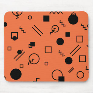 Orange, fun, trendy, geometric Memphis graphic Mousepad