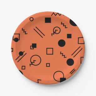 Orange, fun, trendy, geometric Memphis graphic Pappteller