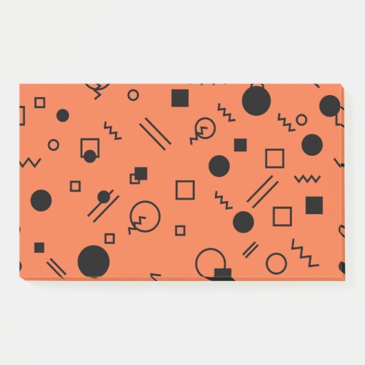 Orange, fun, trendy, geometric Memphis graphic Post-it Klebezettel (Vorderseite)
