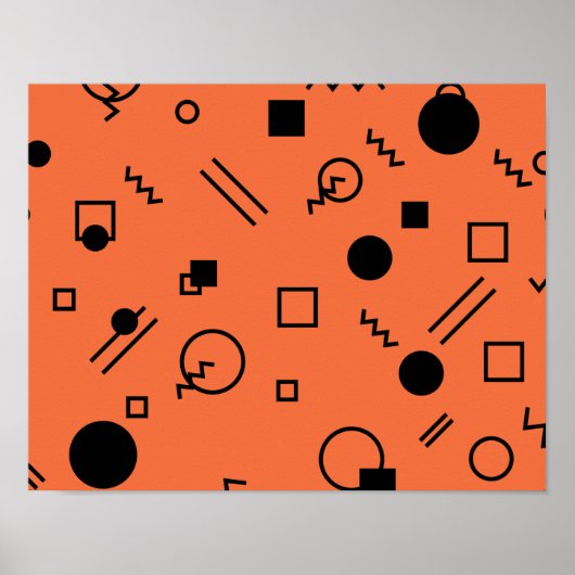 Orange, fun, trendy, geometric Memphis graphic Poster (Vorne)