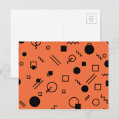 Orange, fun, trendy, geometric Memphis graphic Postkarte (Vorne/Hinten)