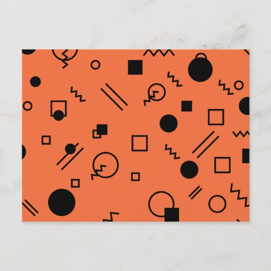Orange, fun, trendy, geometric Memphis graphic Postkarte (Vorderseite)