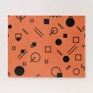 Orange, fun, trendy, geometric Memphis graphic Puzzle