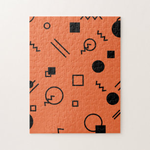 Orange, fun, trendy, geometric Memphis graphic Puzzle