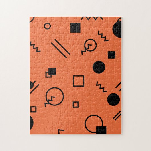 Orange, fun, trendy, geometric Memphis graphic Puzzle (Vertikal)