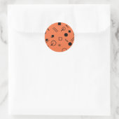 Orange, fun, trendy, geometric Memphis graphic Runder Aufkleber (Tasche)