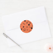 Orange, fun, trendy, geometric Memphis graphic Runder Aufkleber (Umschlag)