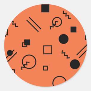 Orange, fun, trendy, geometric Memphis graphic Runder Aufkleber