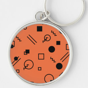 Orange, fun, trendy, geometric Memphis graphic Schlüsselanhänger