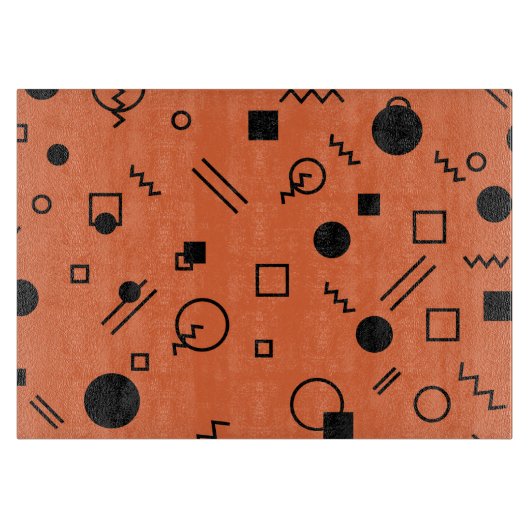 Orange, fun, trendy, geometric Memphis graphic Schneidebrett (Vorderseite)