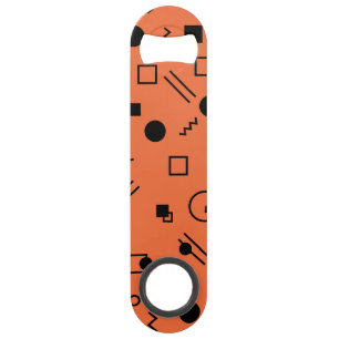 Orange, fun, trendy, geometric Memphis graphic Speed Flaschenöffner