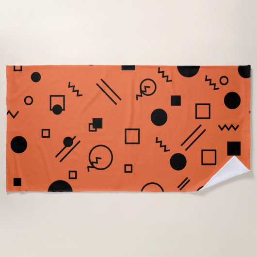 Orange, fun, trendy, geometric Memphis graphic Strandtuch (Vorderseite)