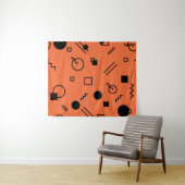 Orange, fun, trendy, geometric Memphis graphic Wandteppich (Beispiel (Horizontal))