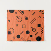 Orange, fun, trendy, geometric Memphis graphic Wandteppich (Vorderseite (Horizontal))