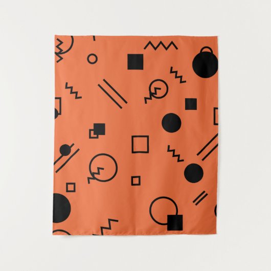 Orange, fun, trendy, geometric Memphis graphic Wandteppich (Vorderseite)