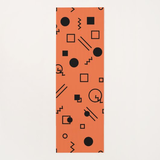 Orange, fun, trendy, geometric Memphis graphic Yogamatte (Rückseite)