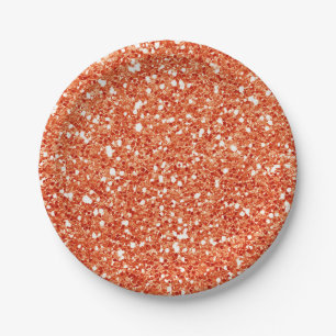 Orange Funken Glitzer Glamour Individuelle Party Pappteller