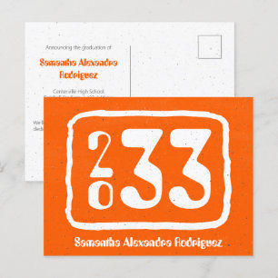 Orange Funky Class Year Abschluss Postcard Postkarte