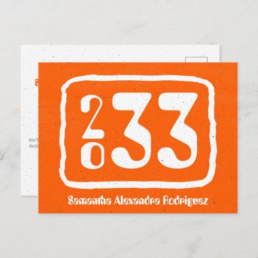 Orange Funky Class Year Abschluss Postcard Postkarte (Vorne/Hinten)