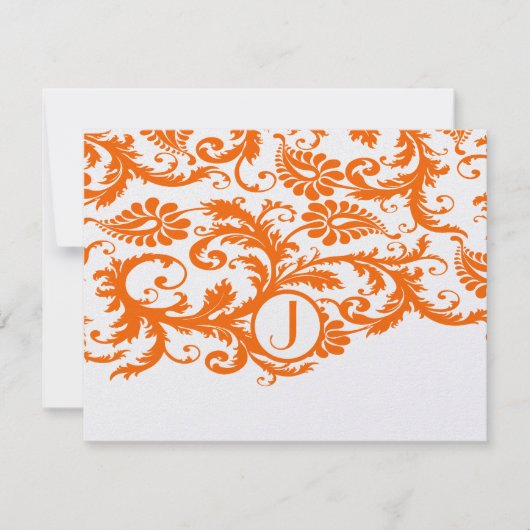 Orange Funky Damask Response Cards RSVP Karte (Vorderseite)
