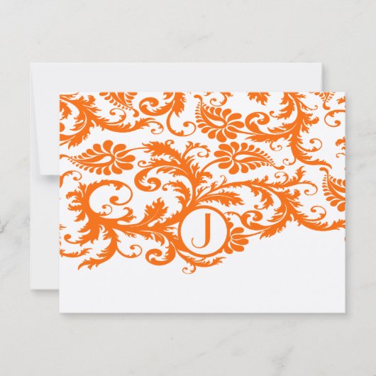Orange Funky Damask Response Cards RSVP Karte (Vorderseite)
